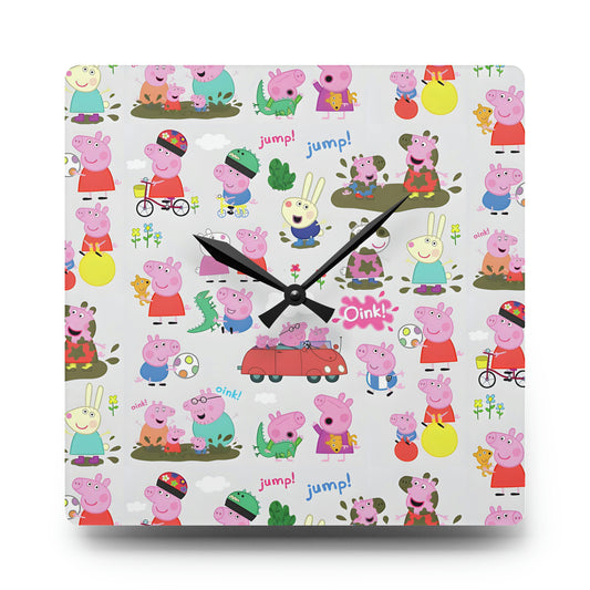 Peppa Pig Oink Oink Collage Acrylic Wall Clock