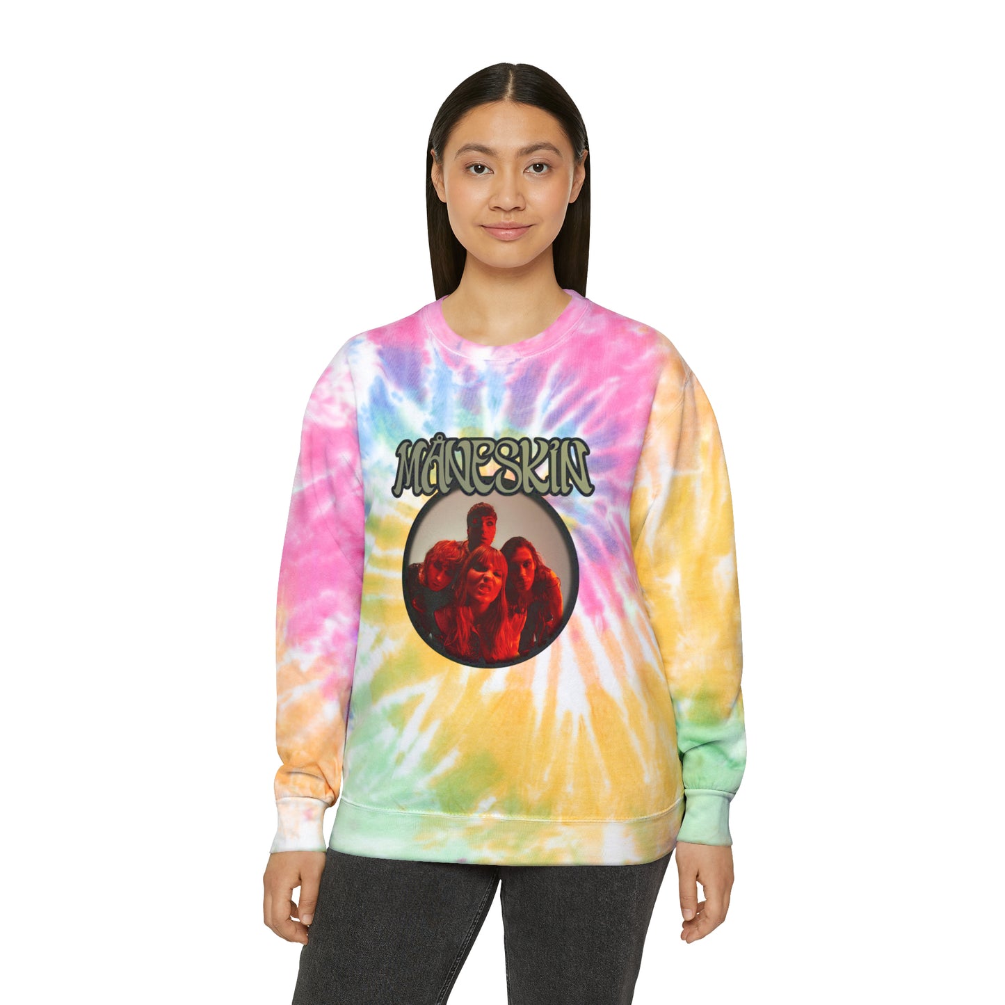 Måneskin Circular Group Photo Unisex Tie-Dye Sweatshirt