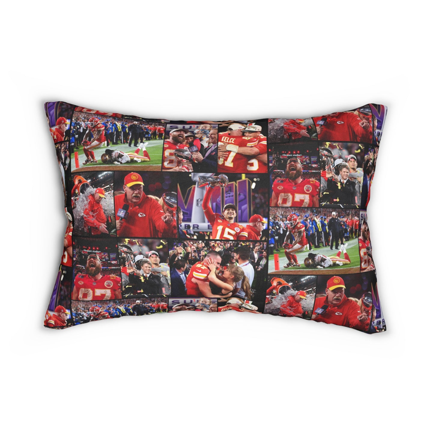 Kansas City Chiefs Superbowl LVIII Championship Victory Collage Spun Polyester Lumbar Pillow