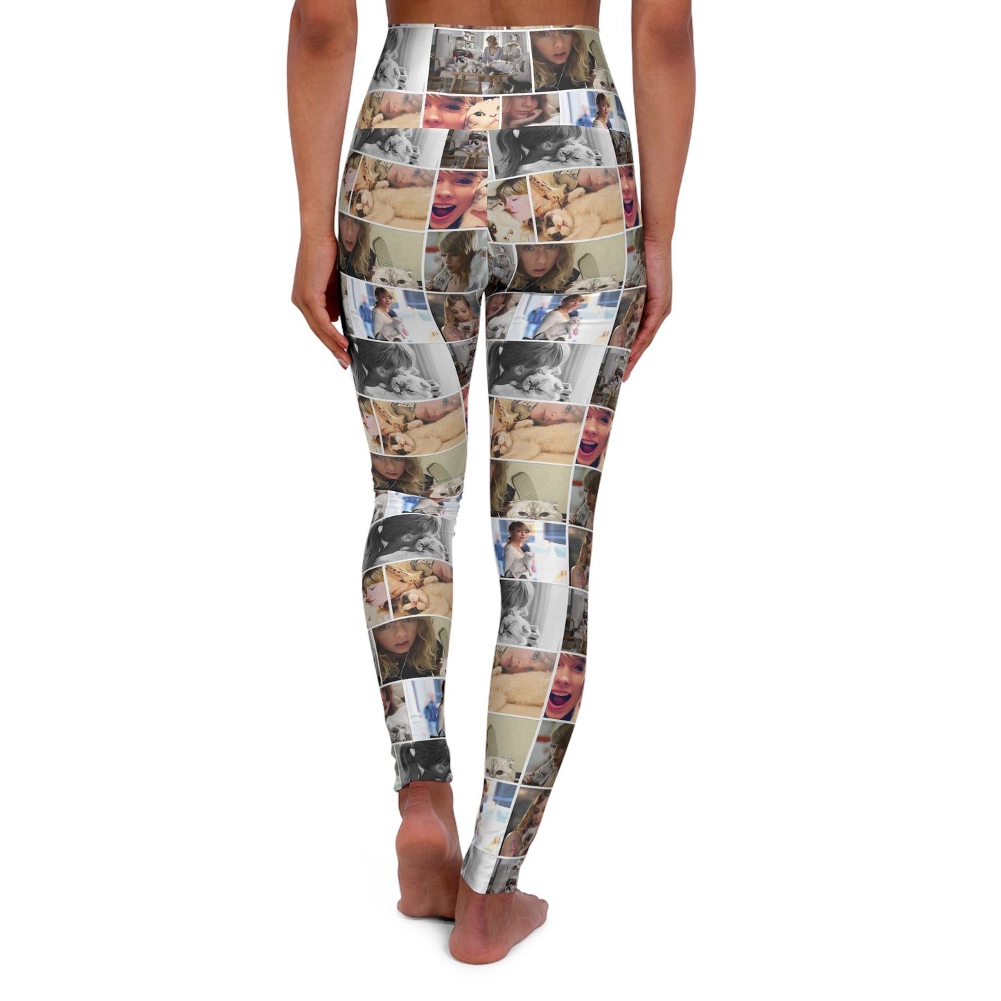 Taylor Swift's Cats Collage Pattern High Waisted Yoga Leggings