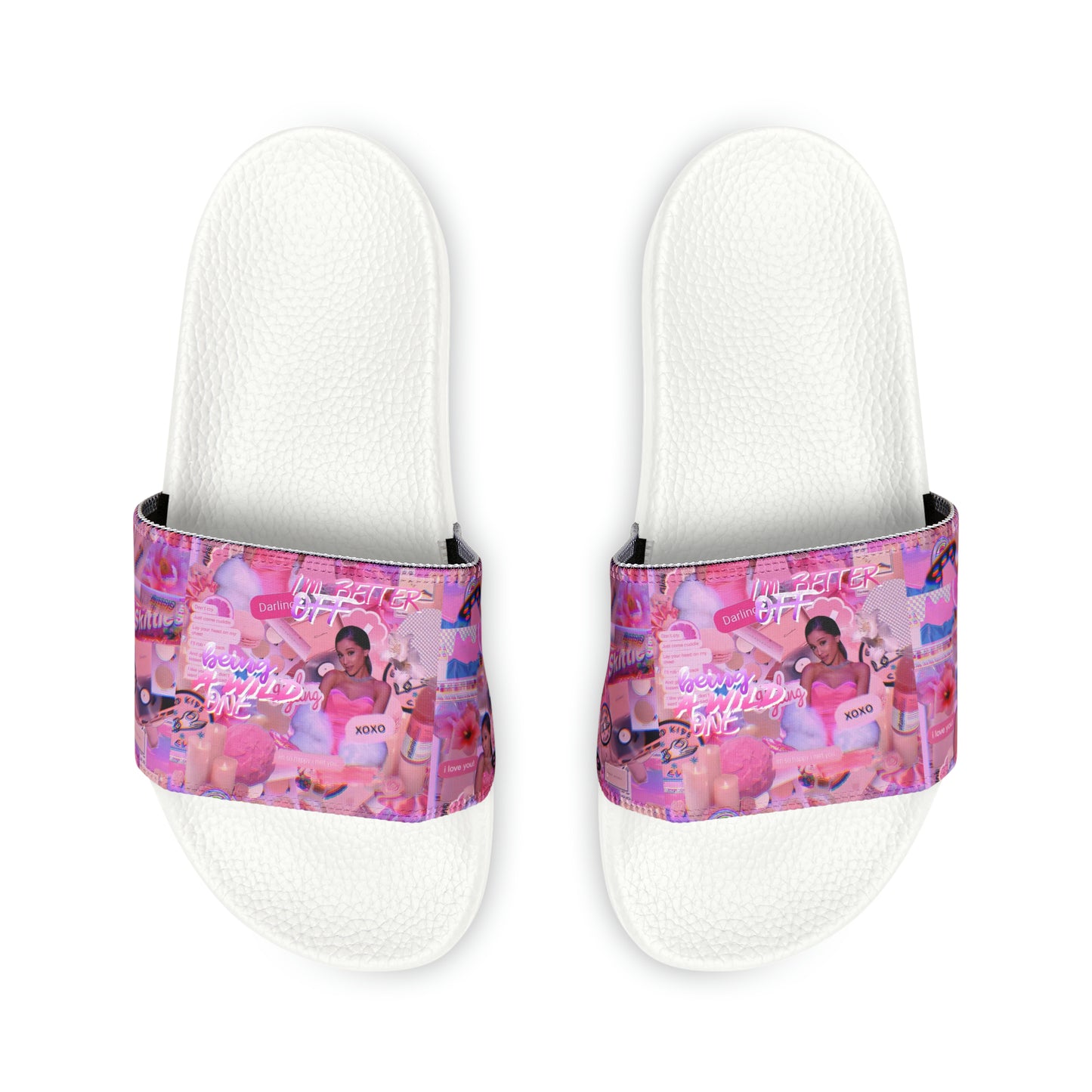 Ariana Grande Purple Vibes Collage Youth Slide Sandals