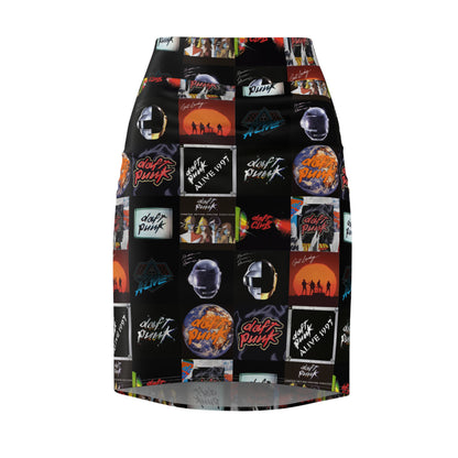 Daft Punk Album Cover Art Collage Women's Pencil Skirt