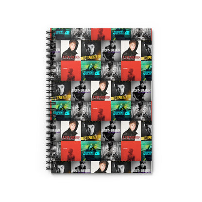 Justin Bieber Album Cover Collage Ruled Line Spiral Notebook