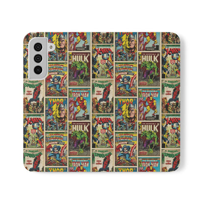 Marvel Comic Book Cover Collage Phone Flip Case