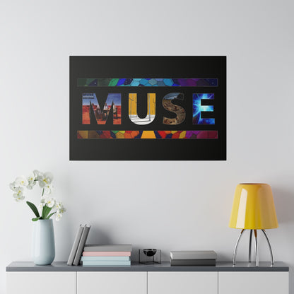 Muse Album Art Letters Thin Matte Stretched Canvas