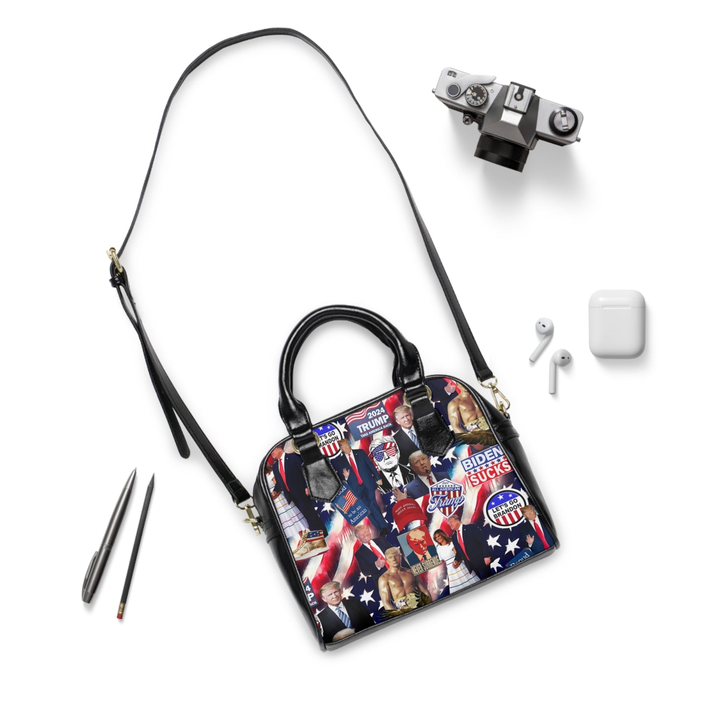 Donald Trump 2024 MAGA Montage Shoulder Handbag