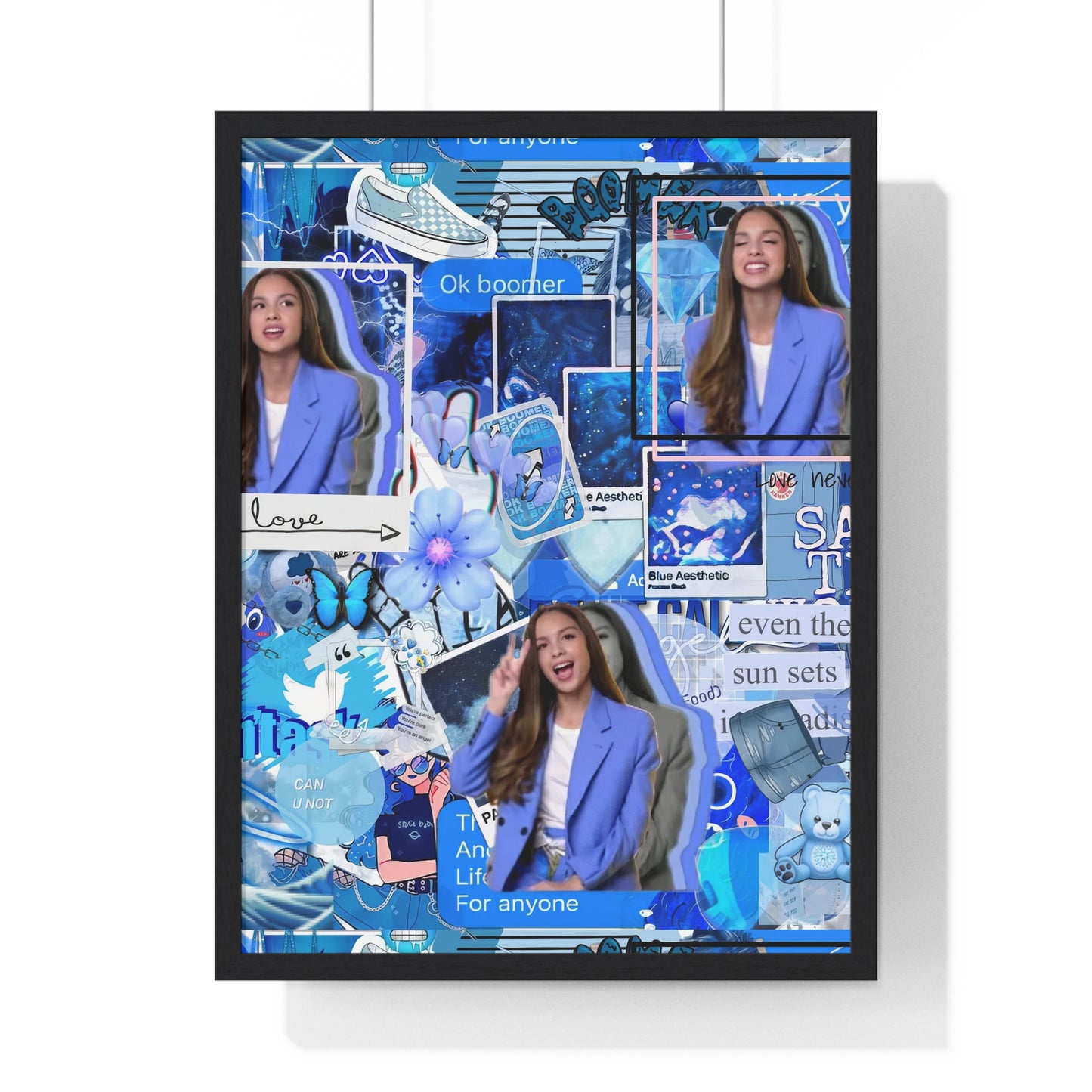 Olivia Rodrigo Blue Aesthetic Collage Framed Print