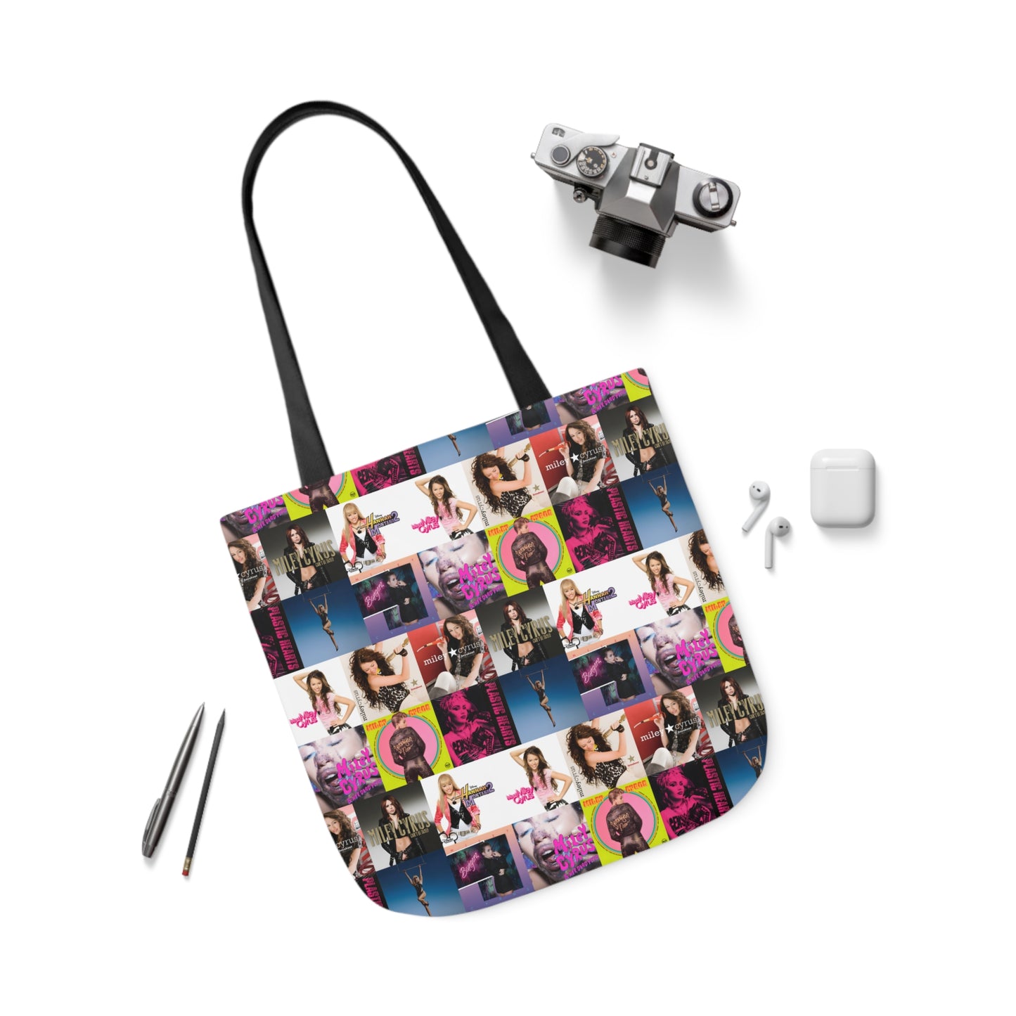 Miley Cyrus Album Cover Collage Polyester Canvas Tote Bag