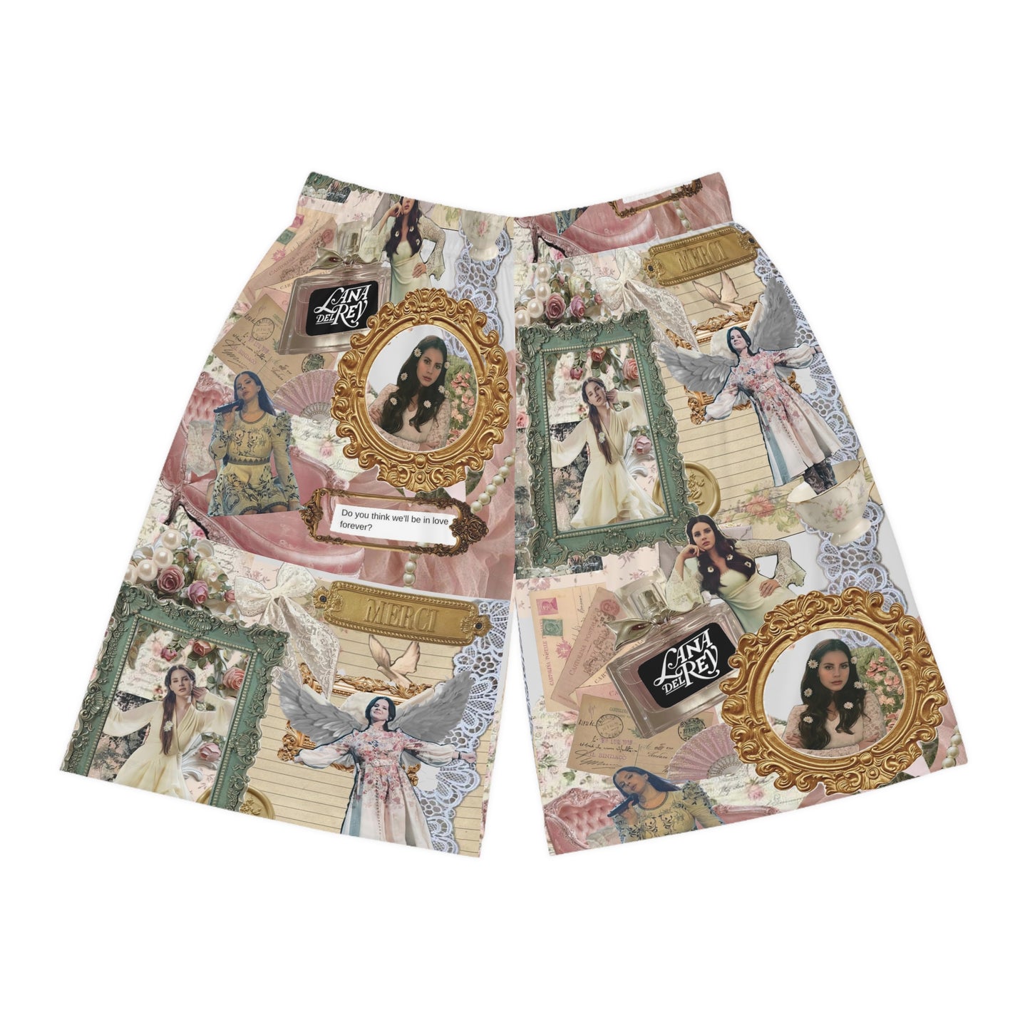 Lana Del Rey Victorian Collage Basketball Shorts