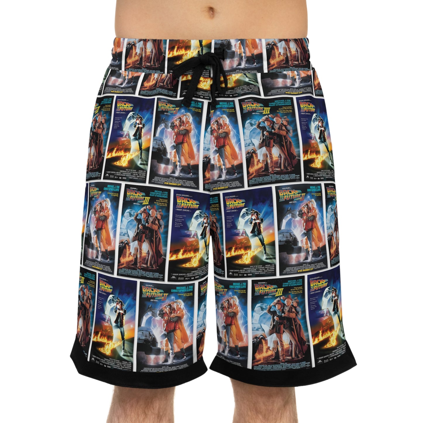 Back To The Future Movie Posters Collage Basketball Rib Shorts