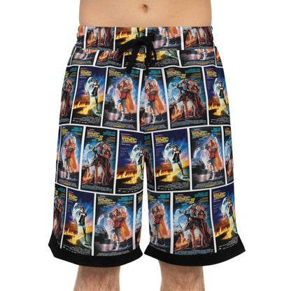 Back To The Future Movie Posters Collage Basketball Rib Shorts