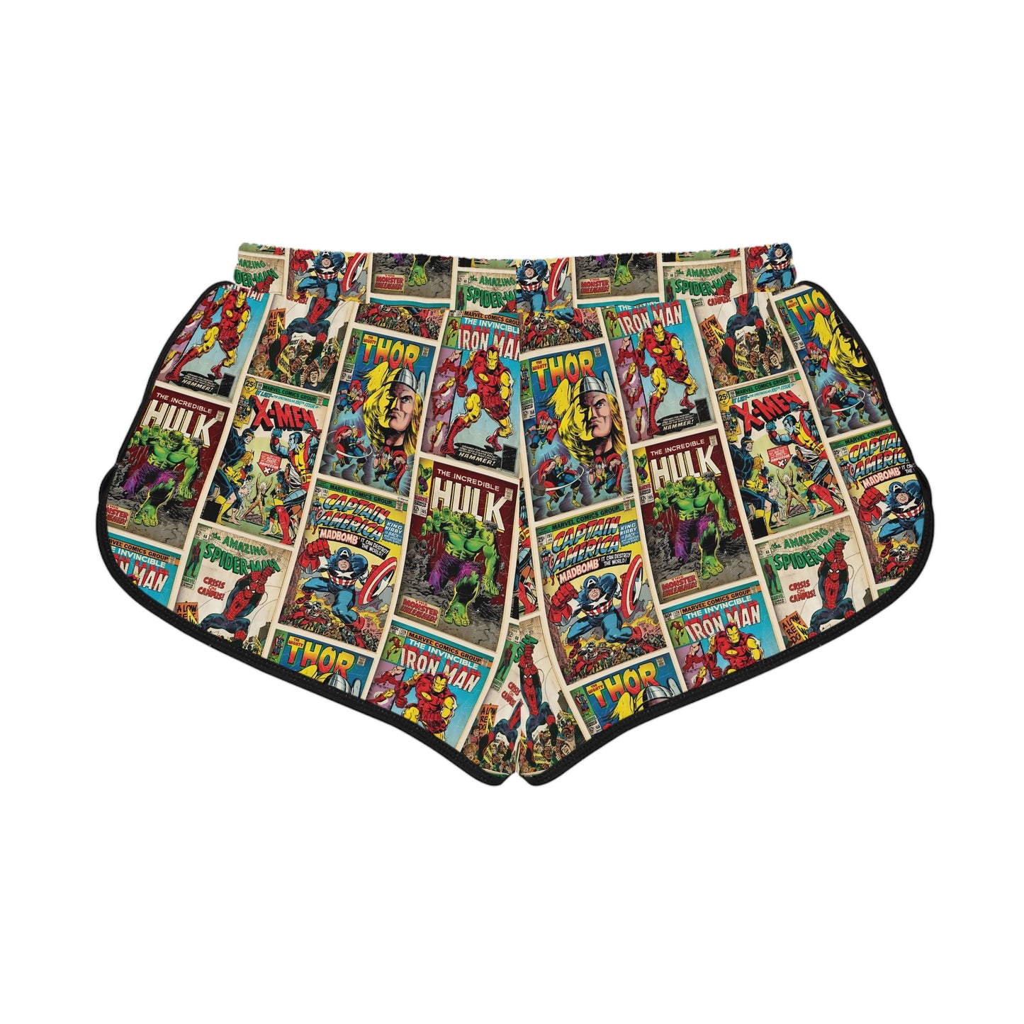 Marvel Comic Book Cover Collage Women's Relaxed Shorts