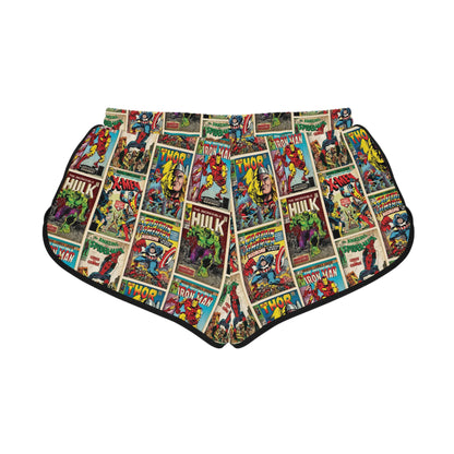 Marvel Comic Book Cover Collage Women's Relaxed Shorts