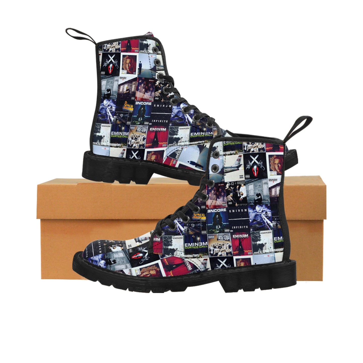 Eminem Album Art Cover Collage Women's Canvas Boots