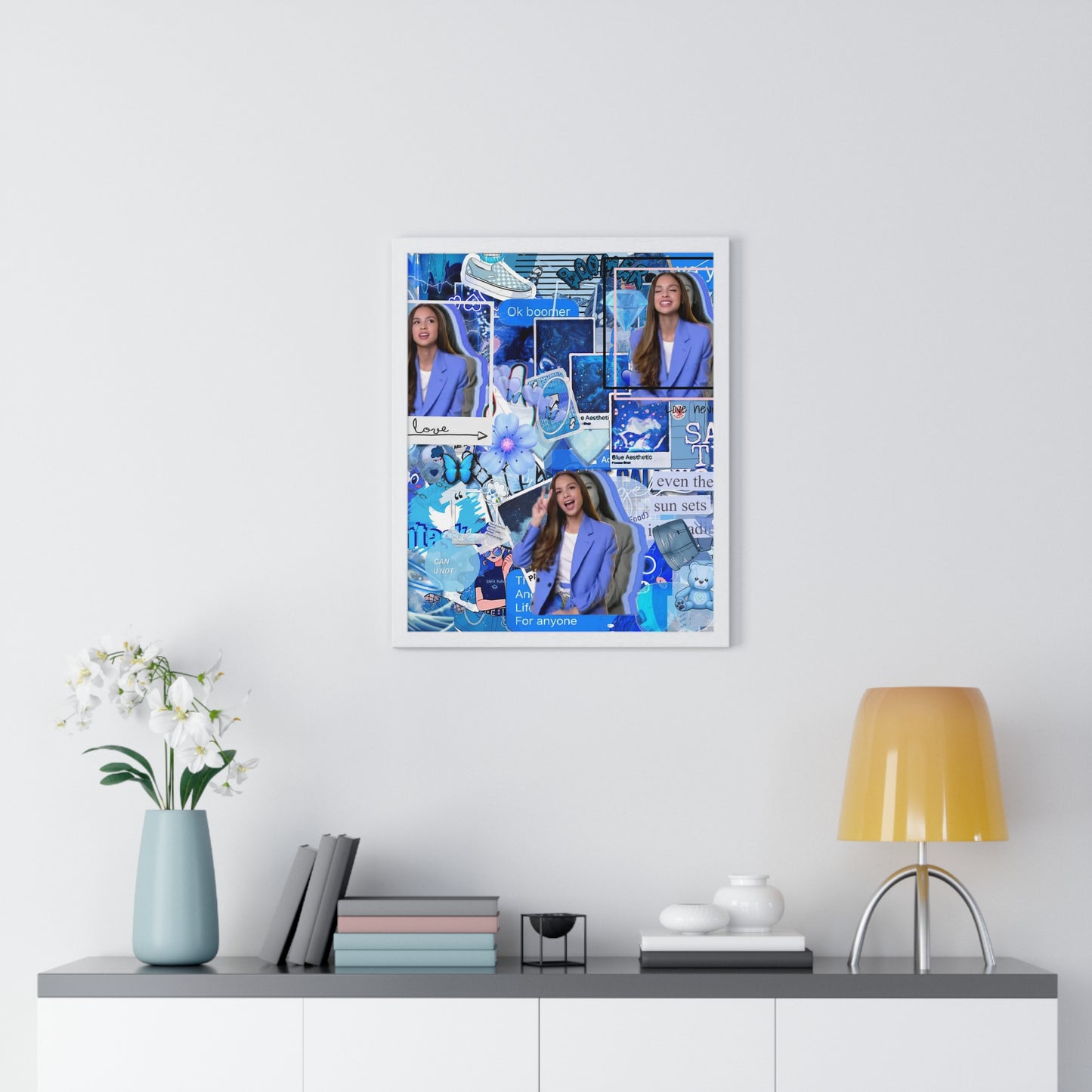 Olivia Rodrigo Blue Aesthetic Collage Framed Print