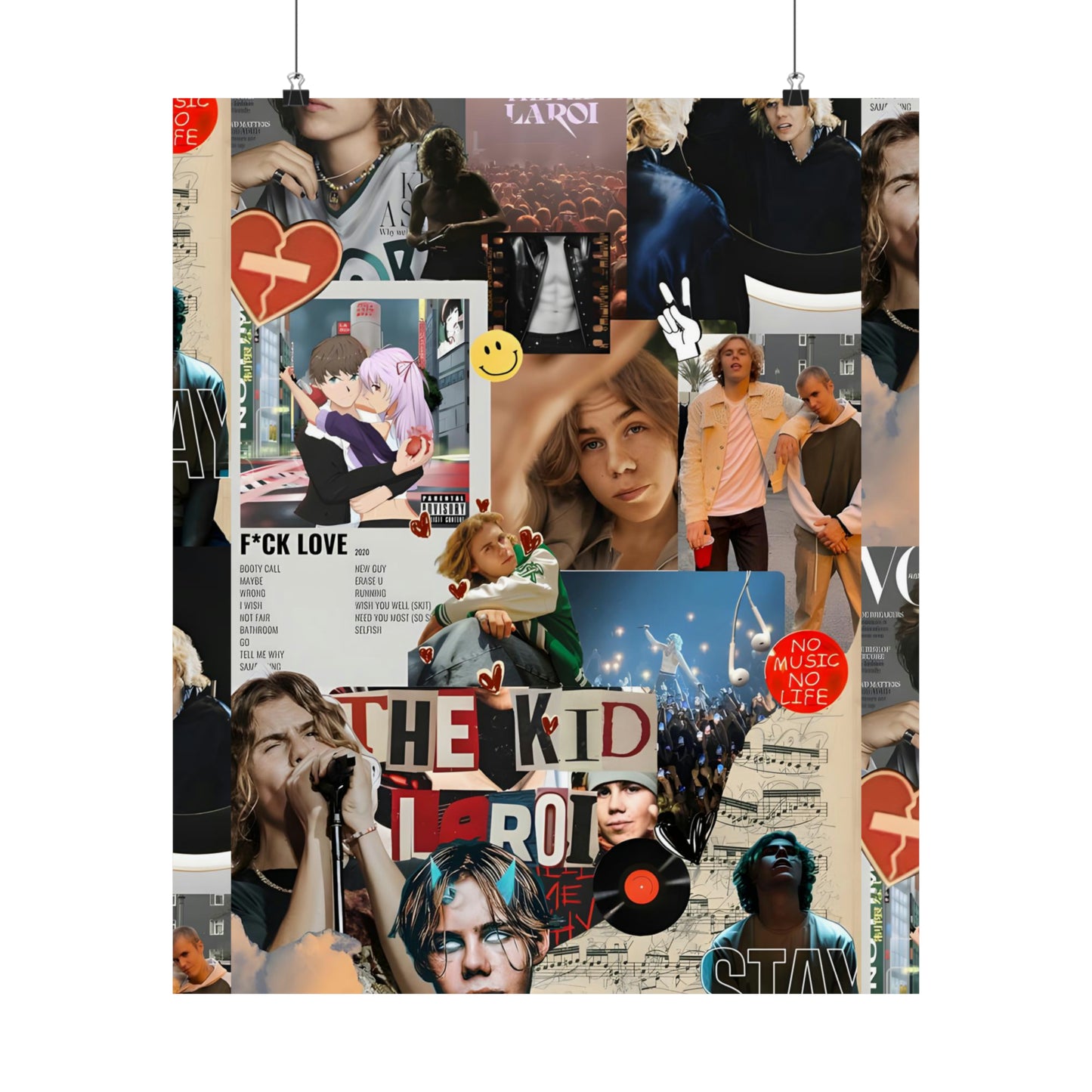 The Kid LAROI No Music No Life Collage Matte Vertical Poster