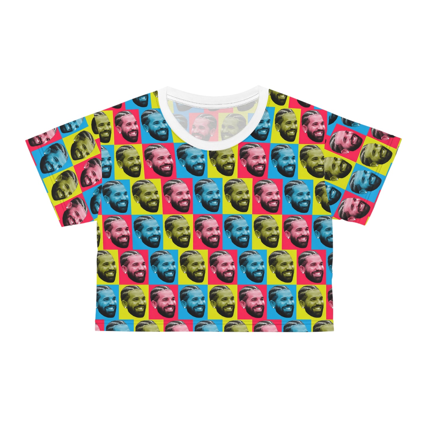 Drake Colored Checker Faces Crop Tee