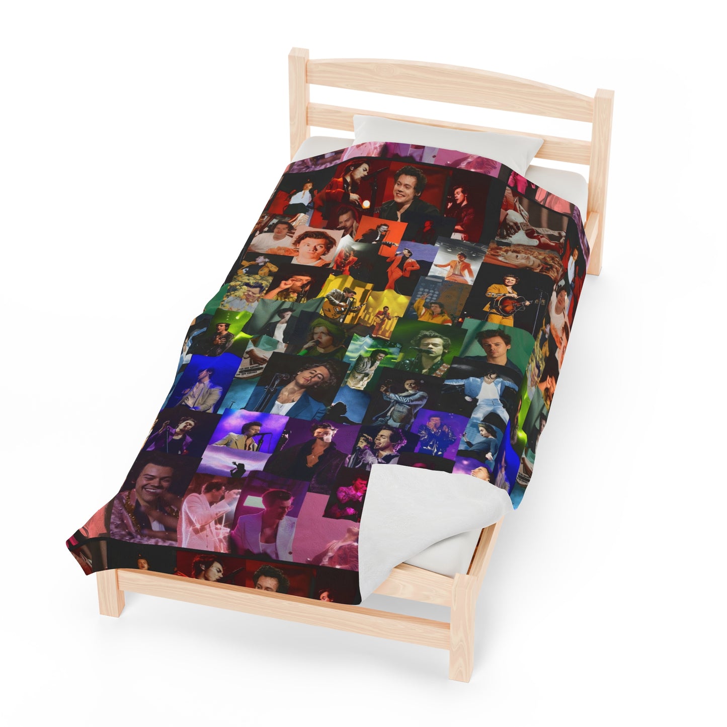 Harry Styles Rainbow Photo Collage Velveteen Plush Blanket