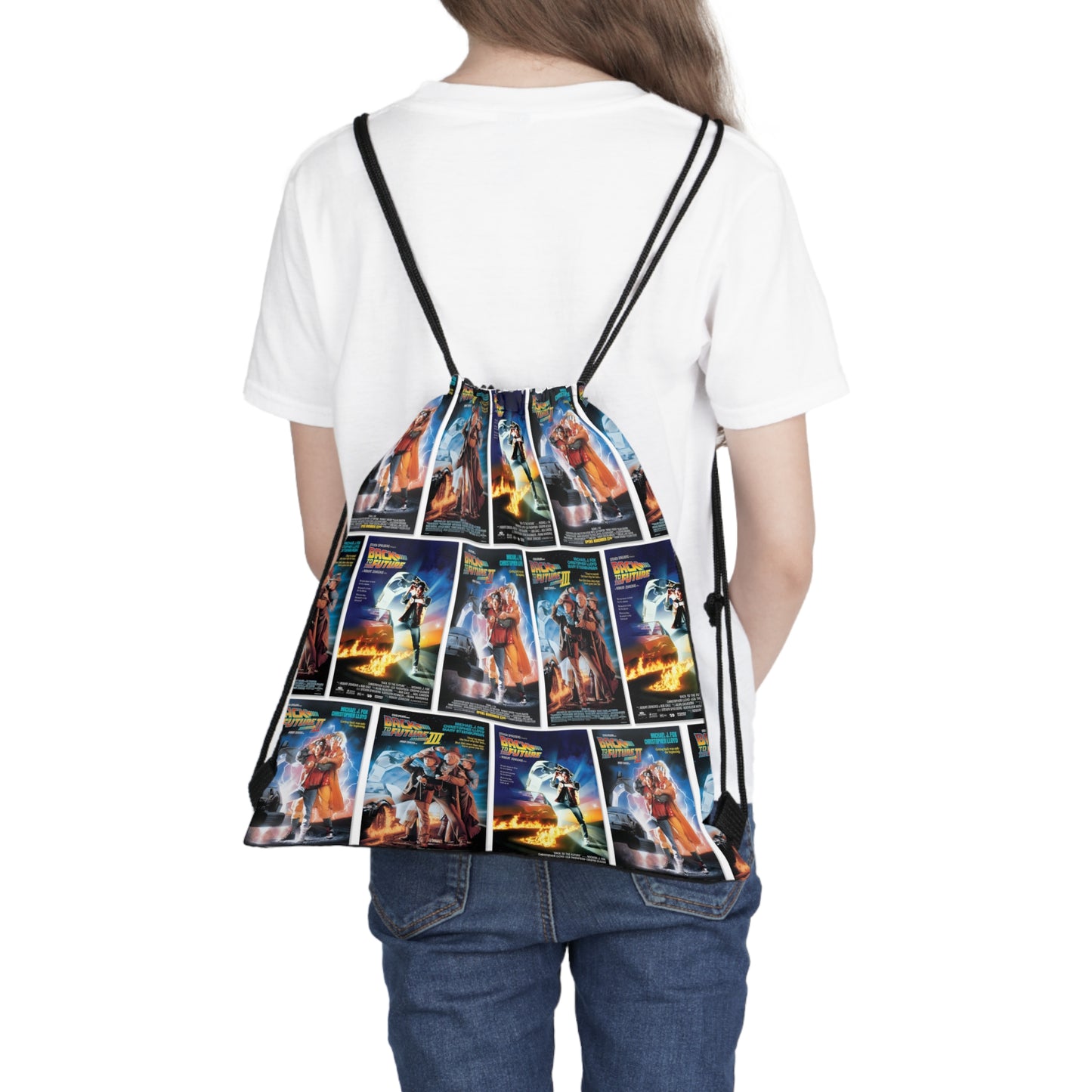 Back To The Future Movie Posters Collage Outdoor Drawstring Bag