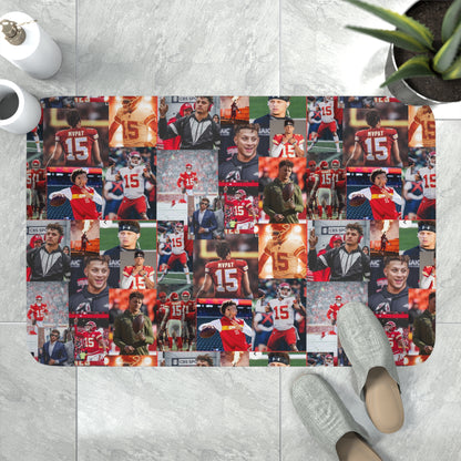 Patrick Mahomes Chiefs MVPAT Photo Collage Memory Foam Bath Mat