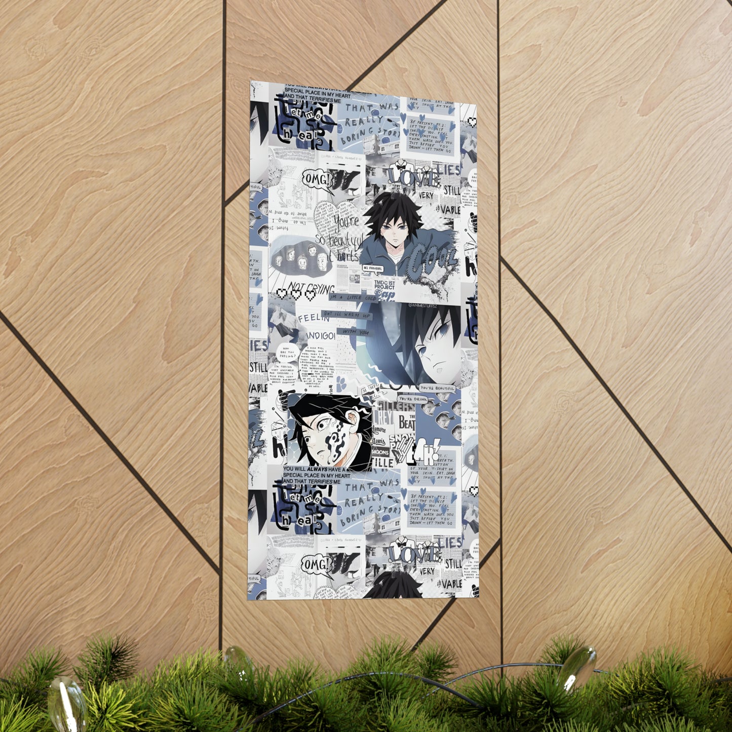 Demon Slayer Giyu Aesthetic Collage Matte Vertical Poster