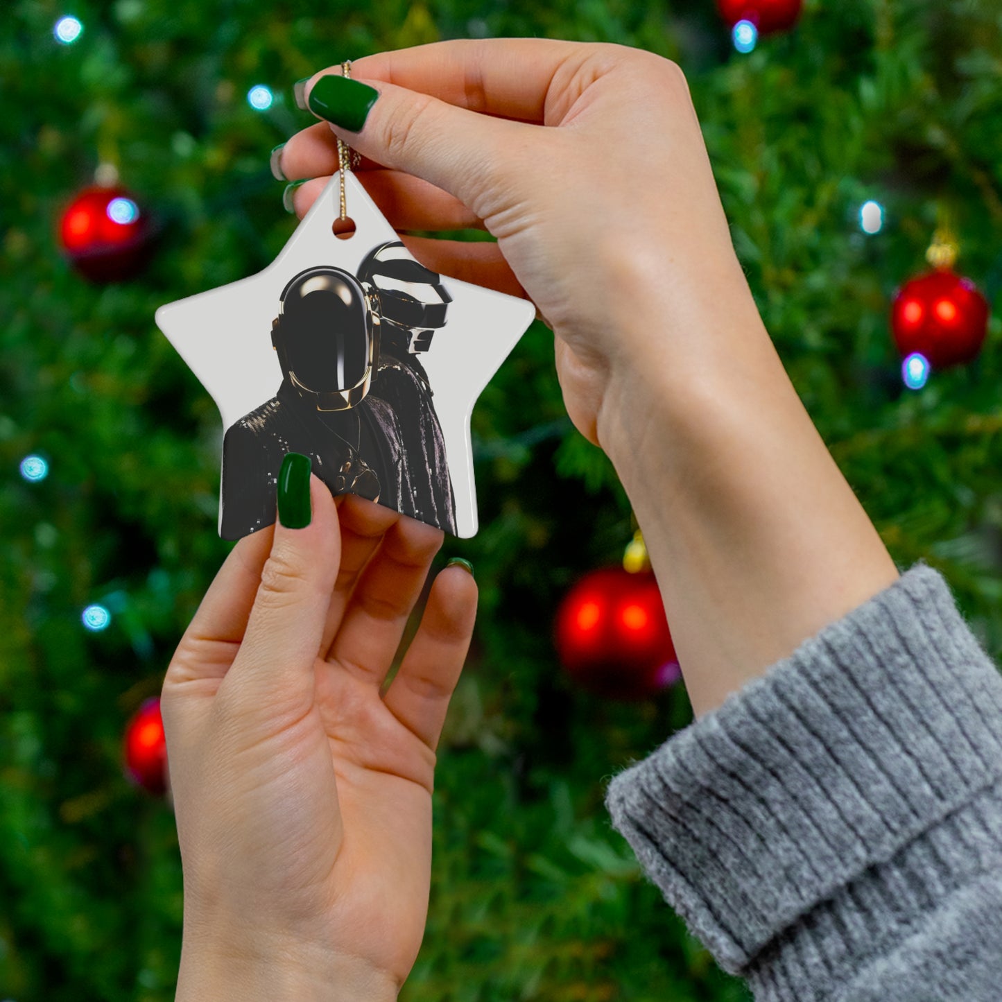 Daft Punk In Black Suits Ceramic Ornament