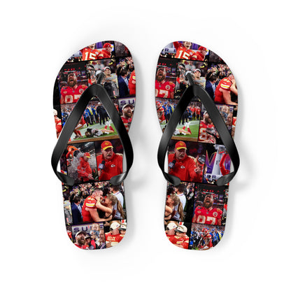 Kansas City Chiefs Superbowl LVIII Championship Victory Collage Flip Flops