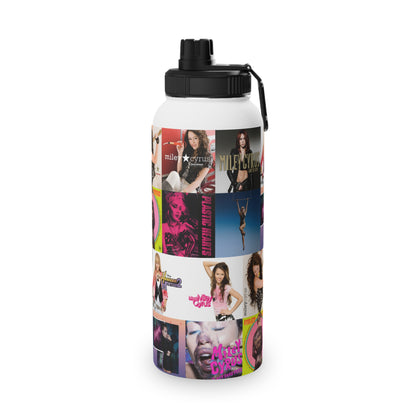 Miley Cyrus Album Cover Collage Stainless Steel Sports Lid Water Bottle