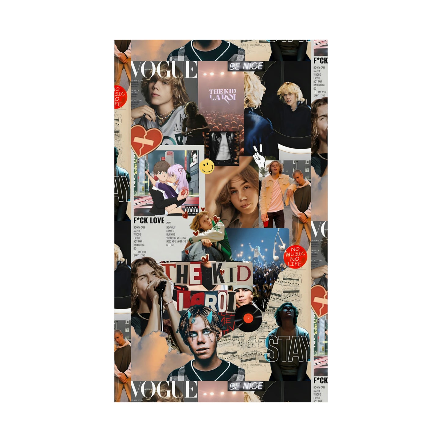 The Kid LAROI No Music No Life Collage Matte Vertical Poster