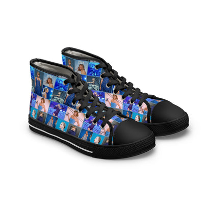 Taylor Swift Blue Dreams Collage High Top Sneakers for Swiftie Women