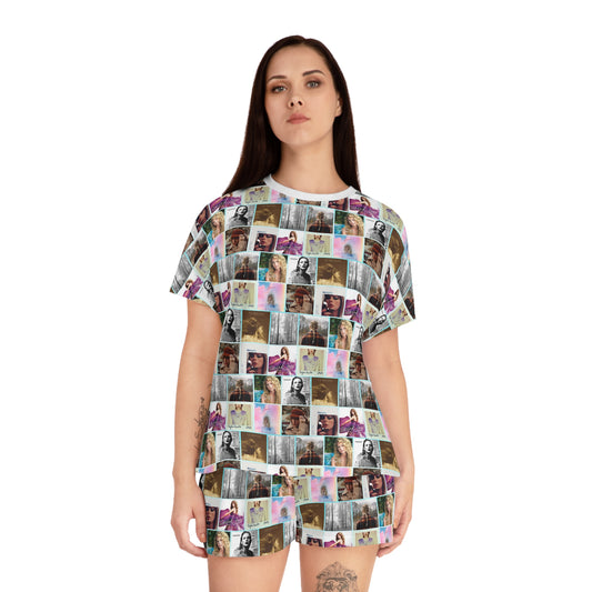 Taylor Swift Album Art Collage Pattern Women's Short Pajama Set