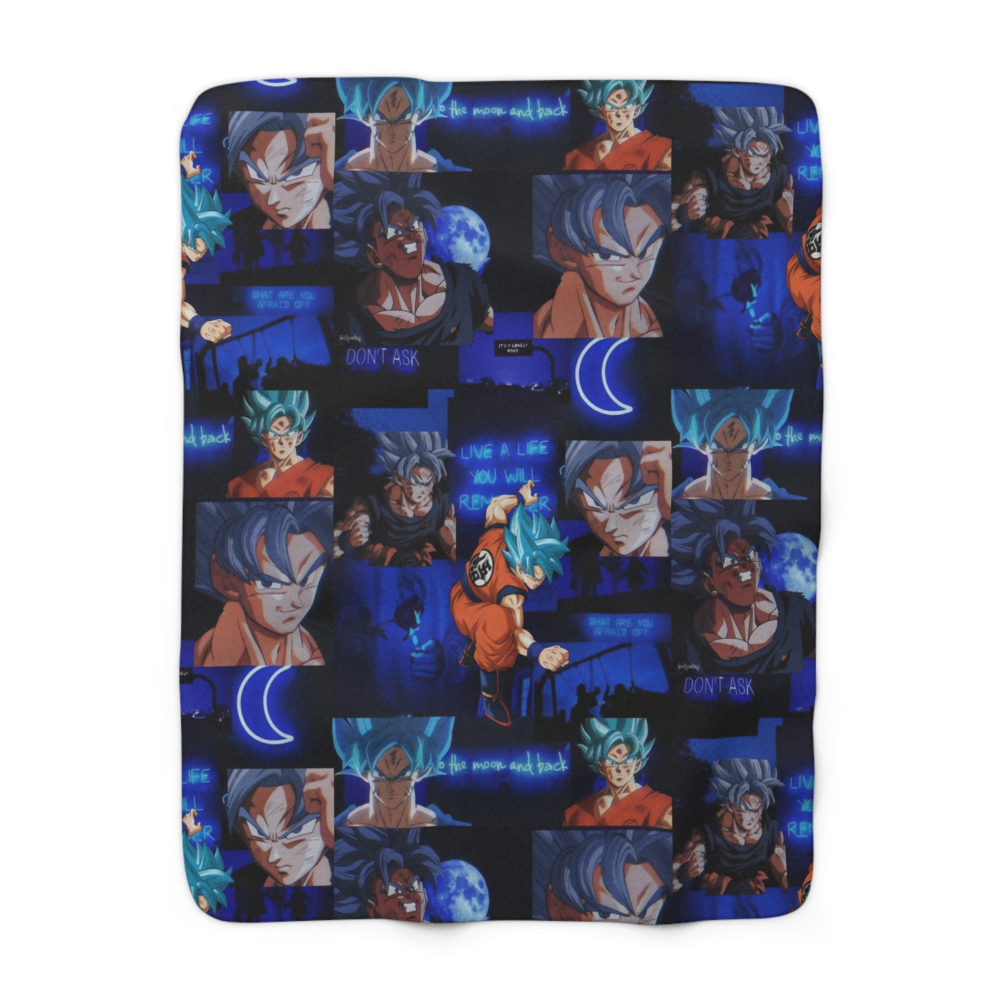 Dragon Ball Z Saiyan Moonlight Collage Sherpa Fleece Blanket