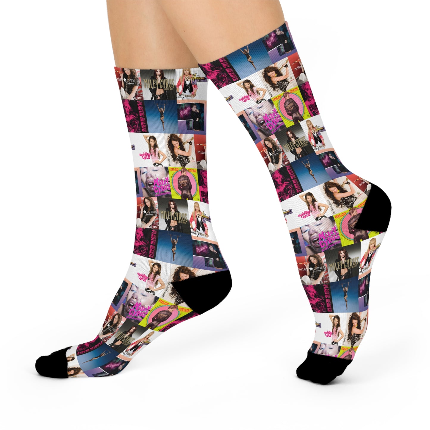 Miley Cyrus Album Cover Collage Cushioned Crew Socks