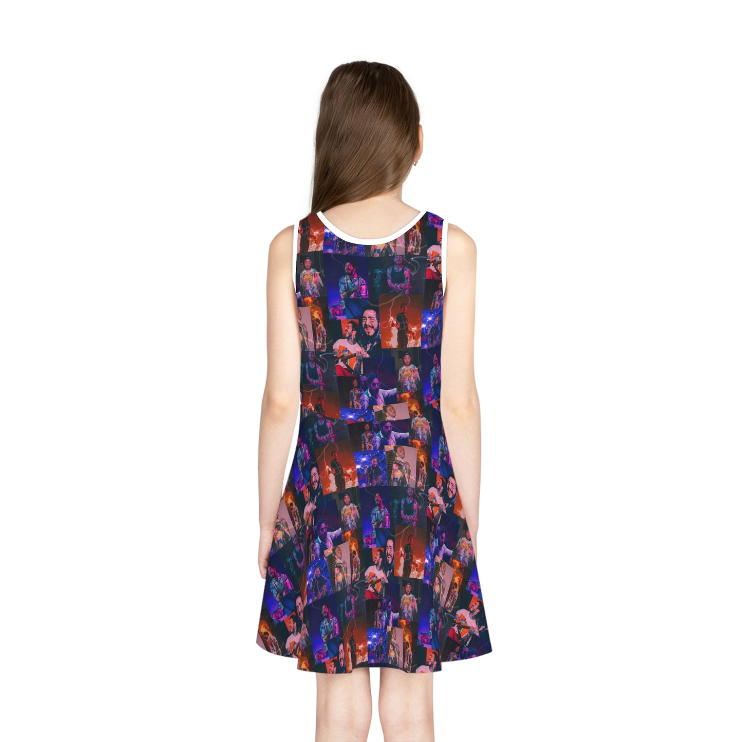 Post Malone Lightning Photo Collage Girls' Sleeveless Sundress