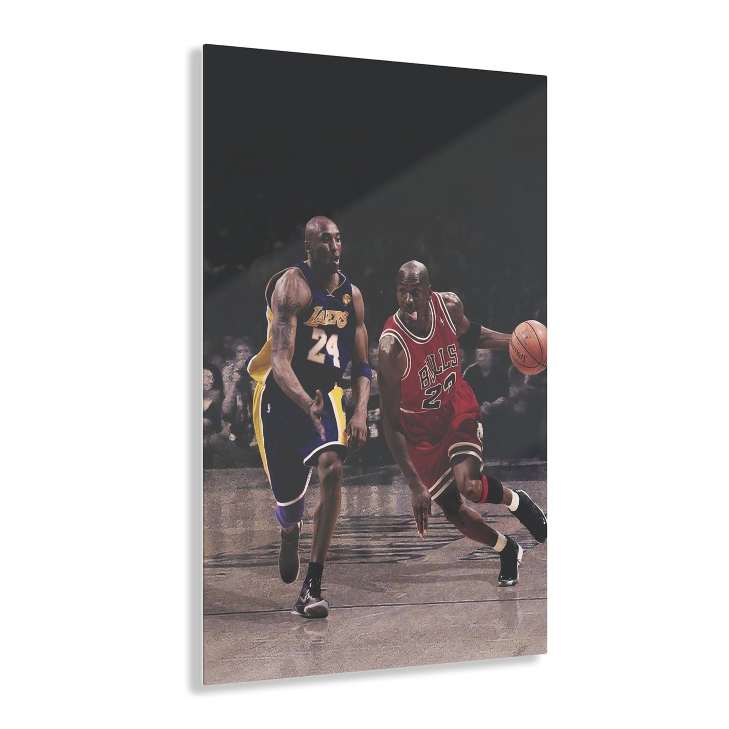 Michael Jordan Driving Against Kobe Bryant Acrylic Prints