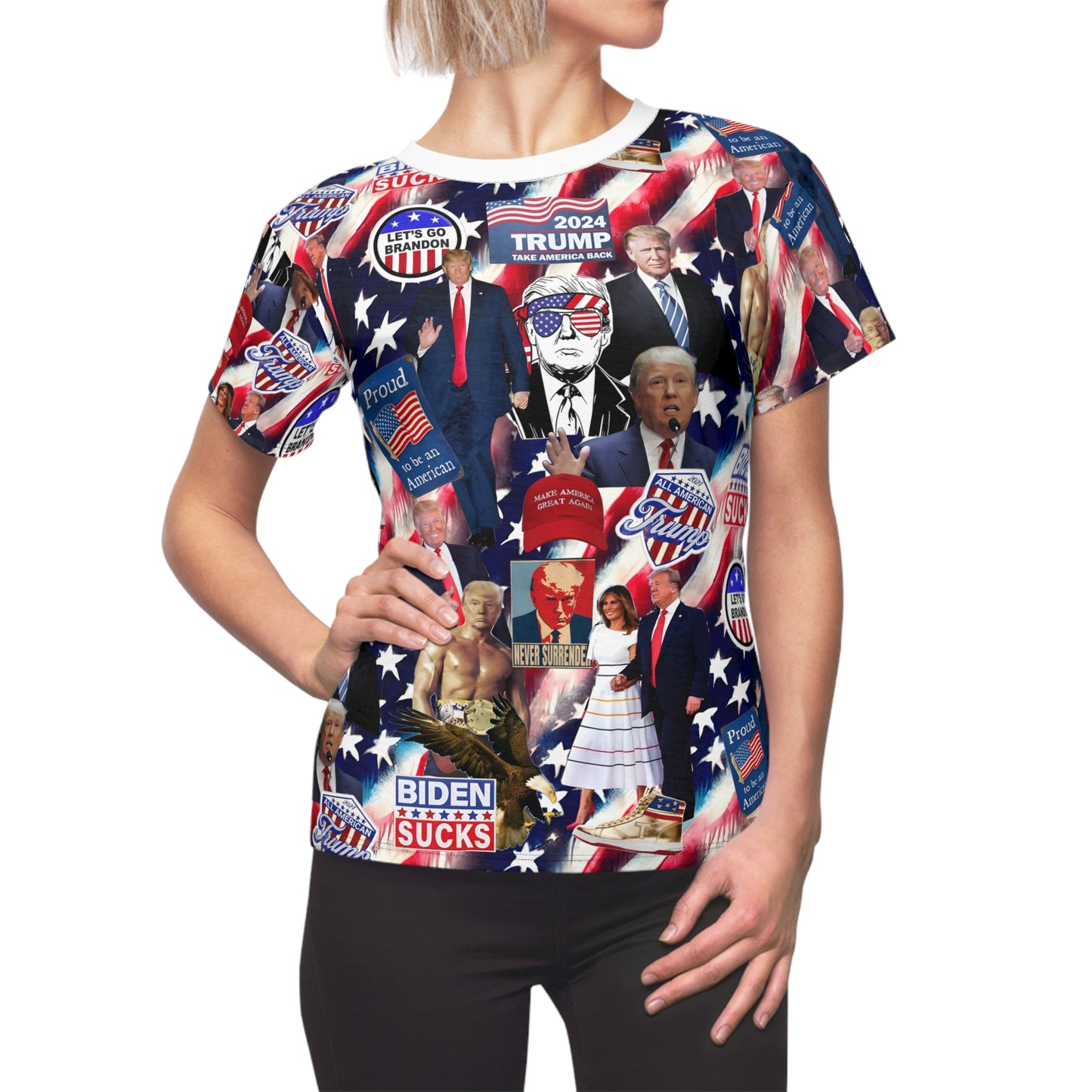 Donald Trump 2024 MAGA Montage Women's Cut & Sew Tee