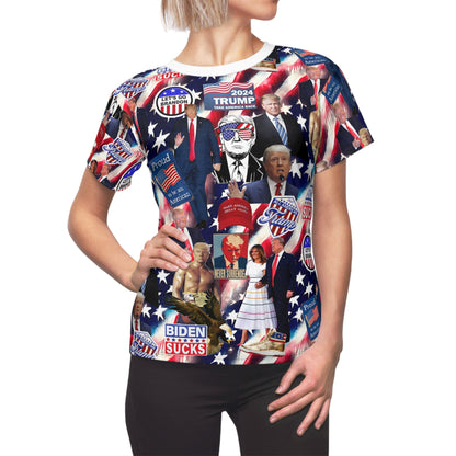 Donald Trump 2024 MAGA Montage Women's Cut & Sew Tee