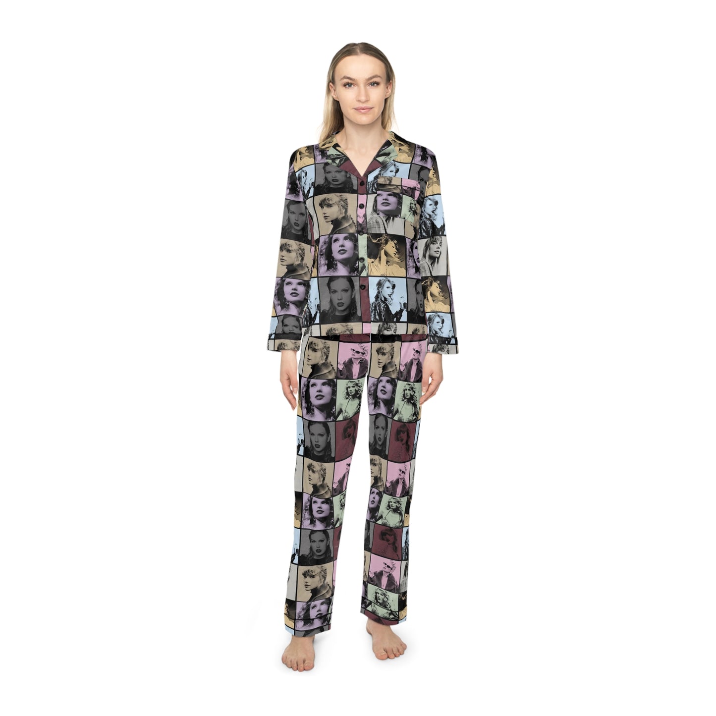 Taylor Swift Eras Collage Women's Satin Pajama Set