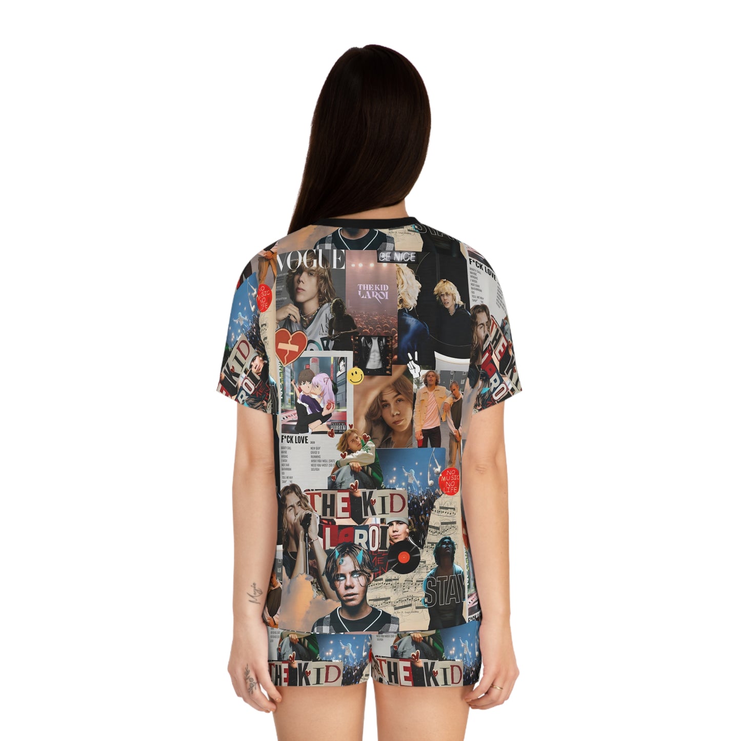 The Kid LAROI No Music No Life Collage Women's Short Pajama Set