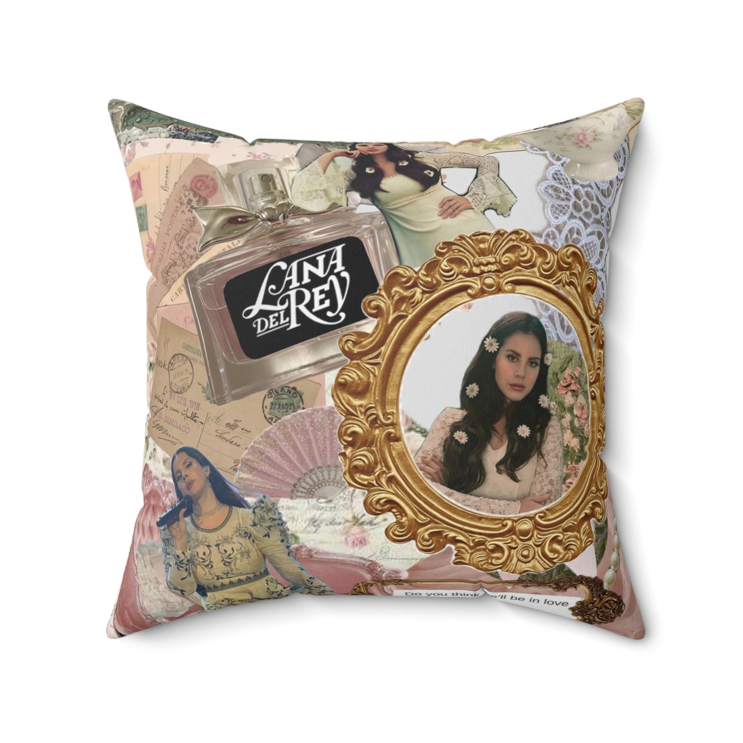 Lana Del Rey Victorian Collage Spun Polyester Square Pillow