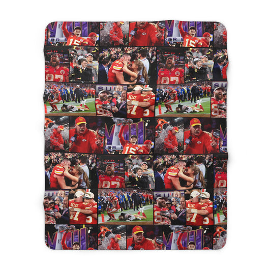 Kansas City Chiefs Superbowl LVIII Championship Victory Collage Sherpa Fleece Blanket