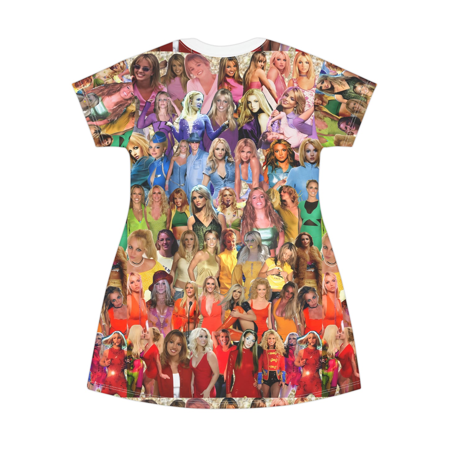 Britney Spears Rainbow Photo Collage T-Shirt Dress