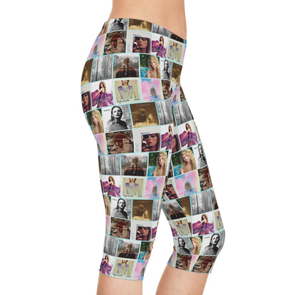 Taylor Swift Album Art Collage Pattern Women's Capri Leggings