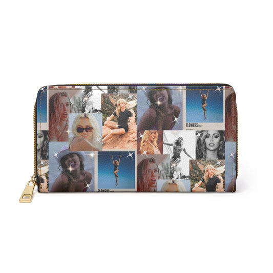 Miley Cyrus Flowers Photo Collage Zipper Wallet