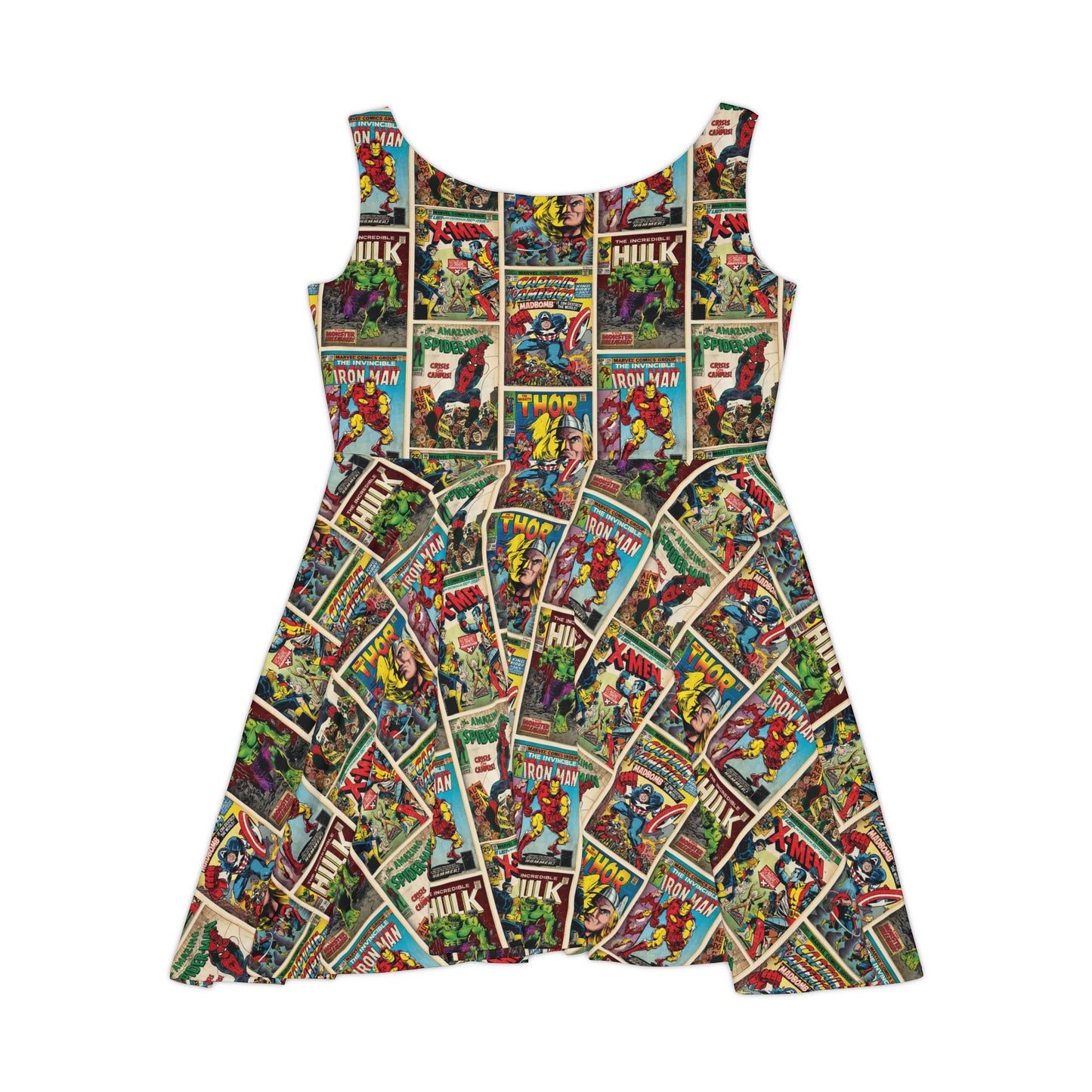 Marvel Comic Book Cover Collage Women's Skater Dress