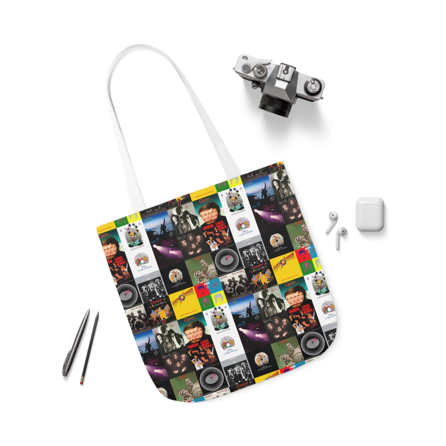 Queen Album Cover Collage Polyester Canvas Tote Bag