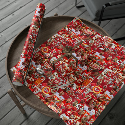 Travis Kelce Chiefs Red Collage Gift Wrapping Paper