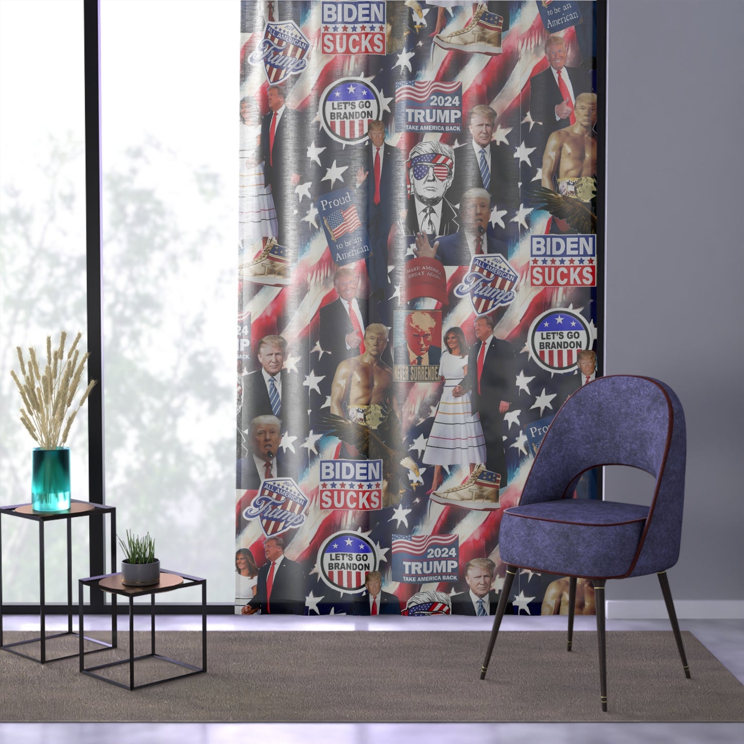 Donald Trump 2024 MAGA Montage Window Curtain