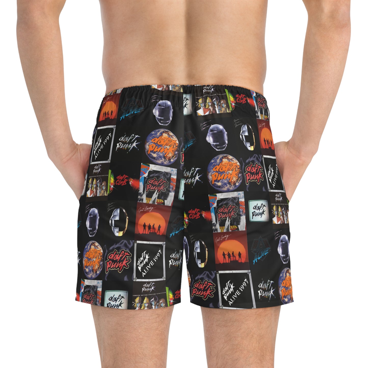 Daft Punk Album Cover Art Collage Men's Swim Trunks