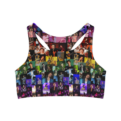 Harry Styles Rainbow Photo Collage Seamless Sports Bra